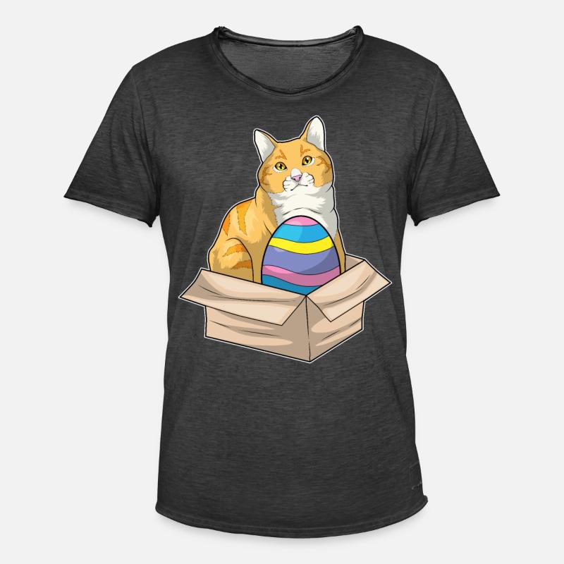 Cat Easter Easter Egg - Men's Vintage T-Shirt - washed black