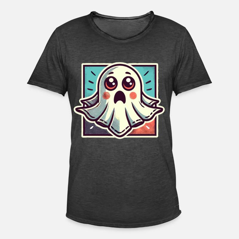 Scared Ghost Funny Ghost Design - Men's Vintage T-Shirt - washed black