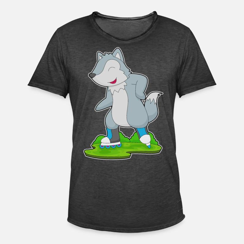 Wolf Inline skating Rollschuhe - Männer Vintage T-Shirt - Vintage Schwarz