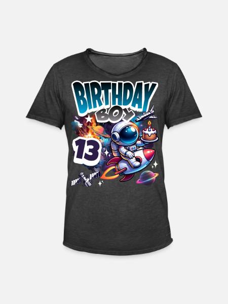 Astronaut 13th Birthday Space - Men's Vintage T-Shirt - washed black