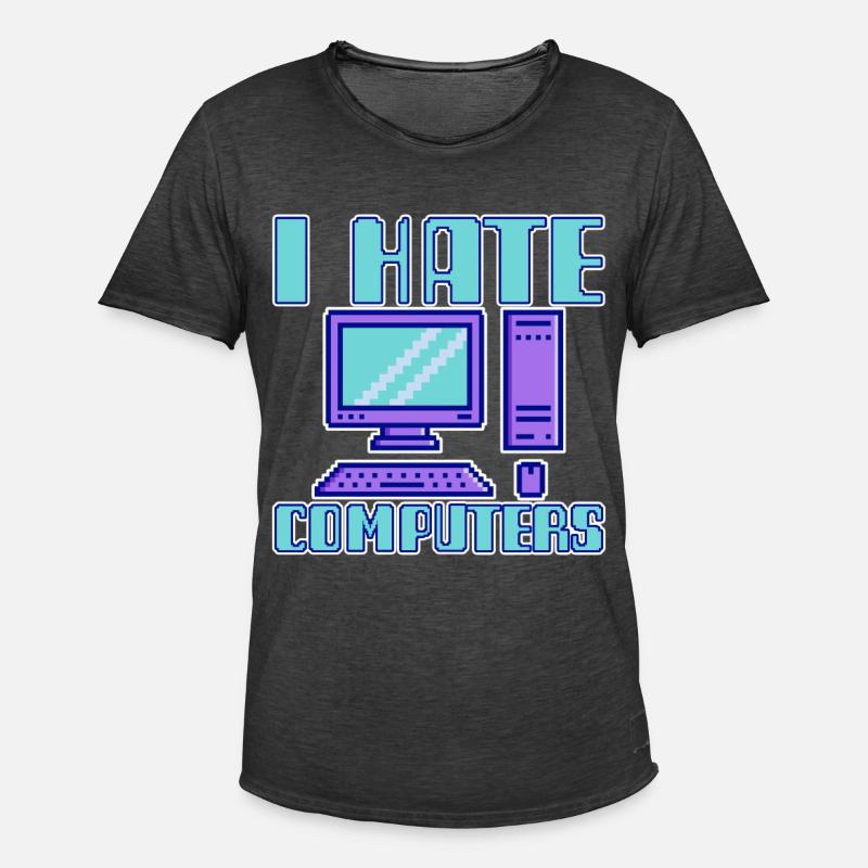 I Hate Computers 4 - Männer Vintage T-Shirt - Vintage Schwarz