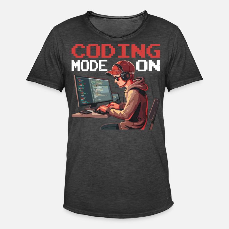 Coding Mode On 2 - Männer Vintage T-Shirt - Vintage Schwarz