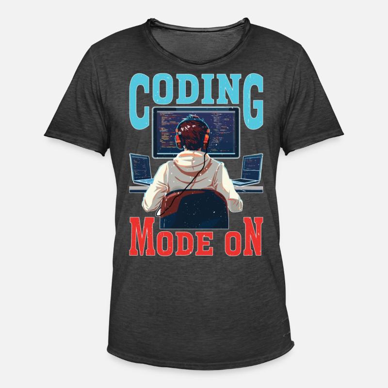 Coding Mode On - Männer Vintage T-Shirt - Vintage Schwarz
