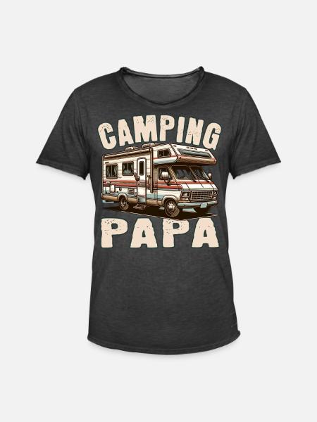 Camping Papa - Männer Vintage T-Shirt - Vintage Schwarz