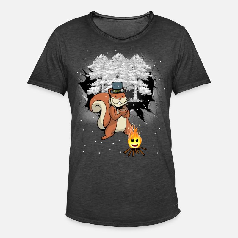 Winter Wald Eichhörnchen Kinder - Männer Vintage T-Shirt - Vintage Schwarz