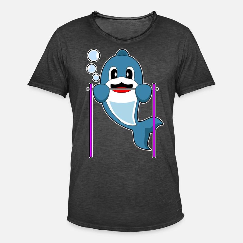 Dolphin Bodybuilder Pull-ups - Men's Vintage T-Shirt - washed black
