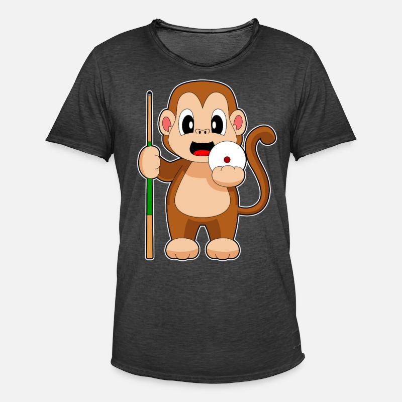 Queue de billard Monkey - T-shirt vintage Homme - noir vintage