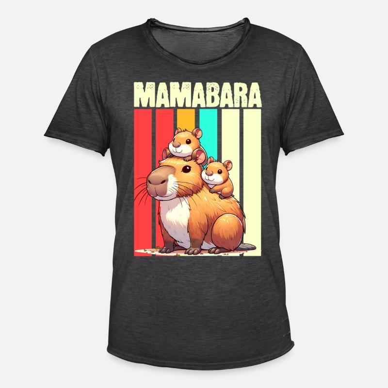 Mamabara Mutter Capybara - Männer Vintage T-Shirt - Vintage Schwarz