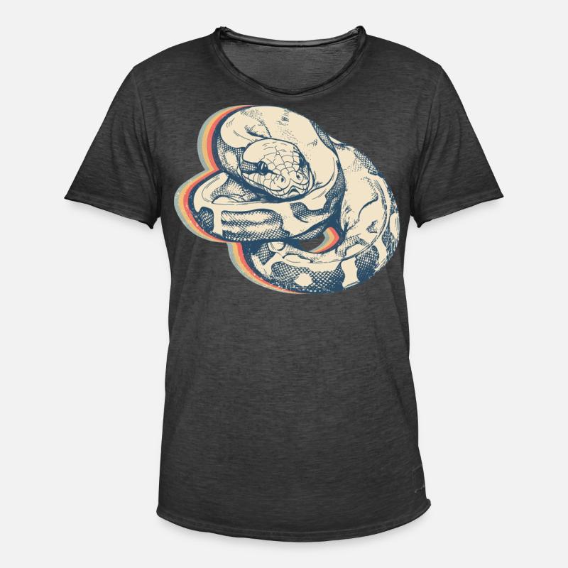 Kugelpython Schlange Retro Line Art - Männer Vintage T-Shirt - Vintage Schwarz