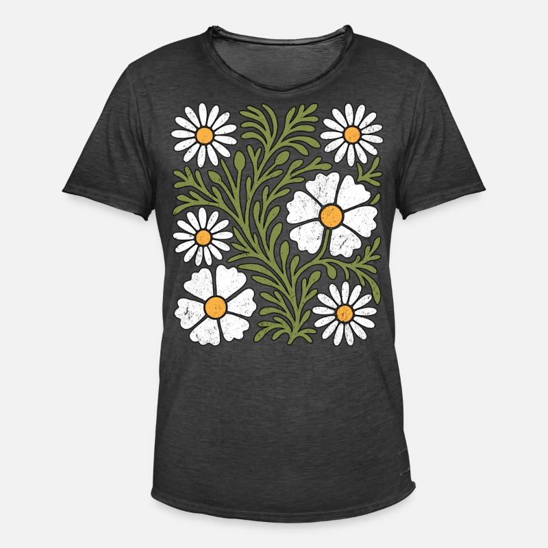 Boho Gänseblümchen - Männer Vintage T-Shirt - Vintage Schwarz