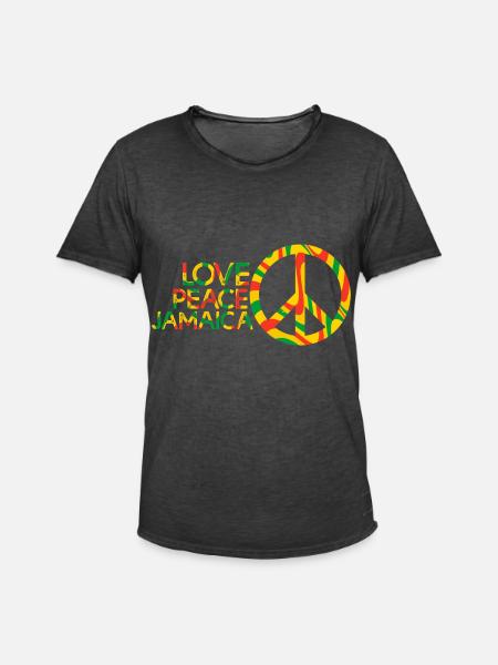 Peace Love Jamaica - Men's Vintage T-Shirt - washed black