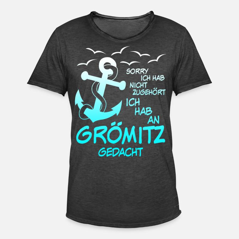 Grömitz Spruch mit Anker - Männer Vintage T-Shirt - Vintage Schwarz