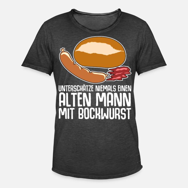 Bockwurst Wurst Alter Mann Bratwurst - Männer Vintage T-Shirt - Vintage Schwarz