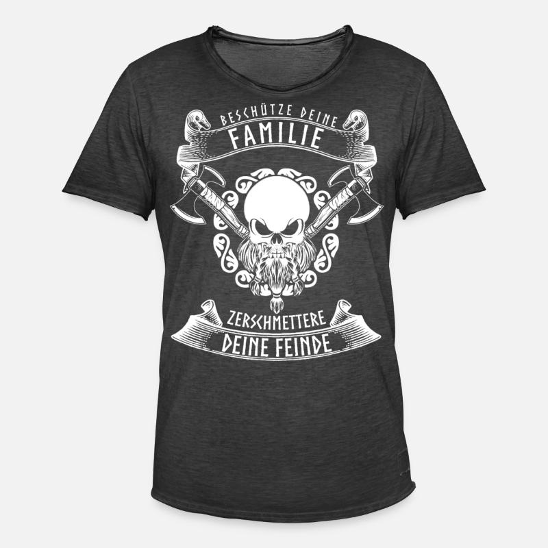 Wikinger Axt Spruch Odhin Valhalla - Männer Vintage T-Shirt - Vintage Schwarz
