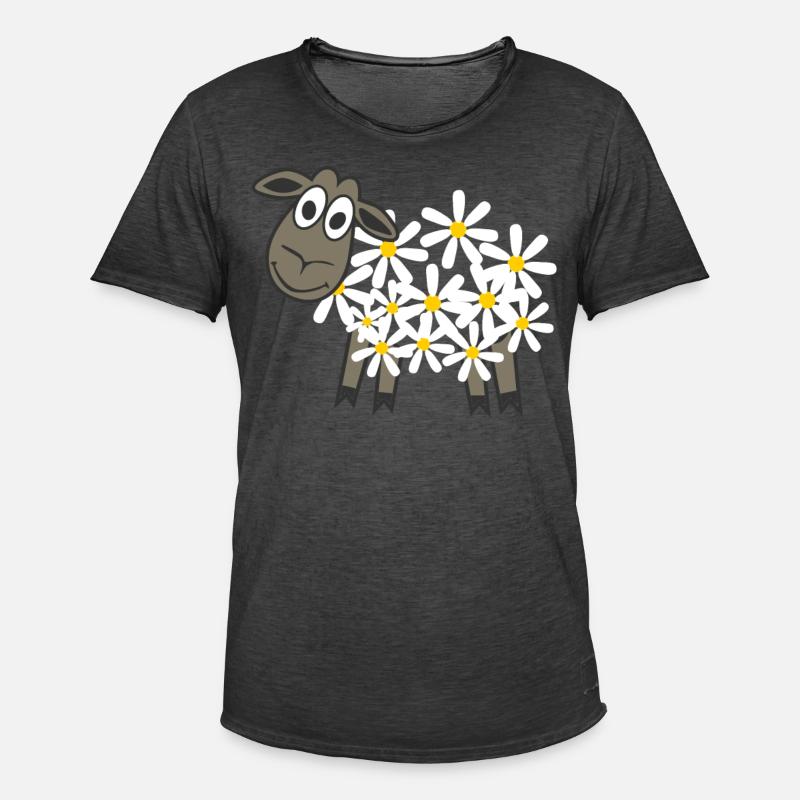 Schäfchen Gänseblümchen Schaf Schafe - Männer Vintage T-Shirt - Vintage Schwarz