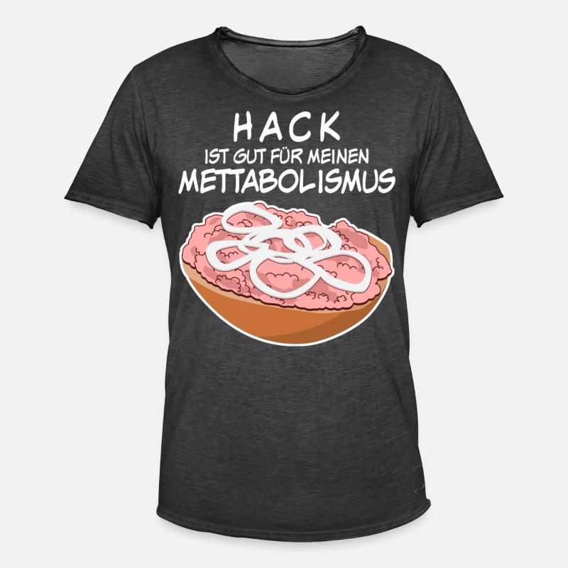 Mettbrötchen Hackfleisch Mett Mettigel - Männer Vintage T-Shirt - Vintage Schwarz
