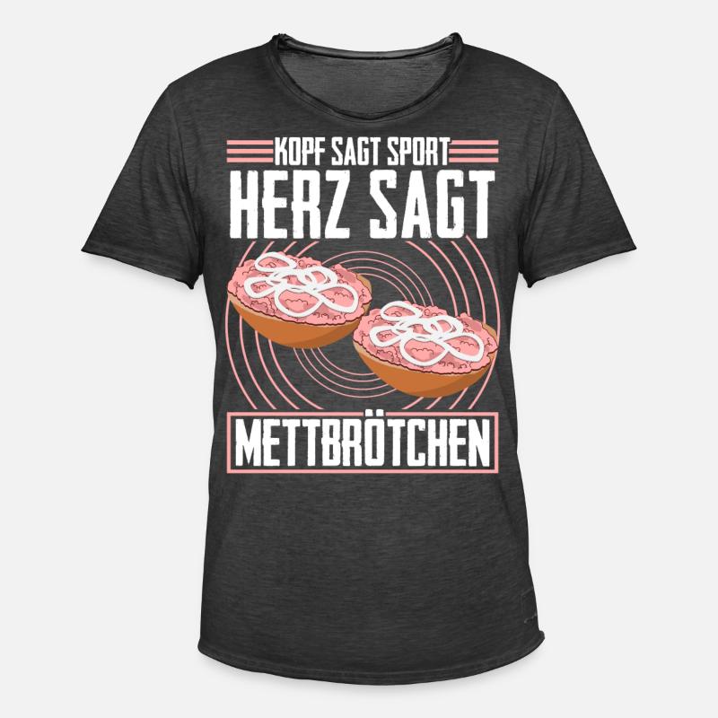 Hackfleisch Mett Mettbrötchen - Männer Vintage T-Shirt - Vintage Schwarz