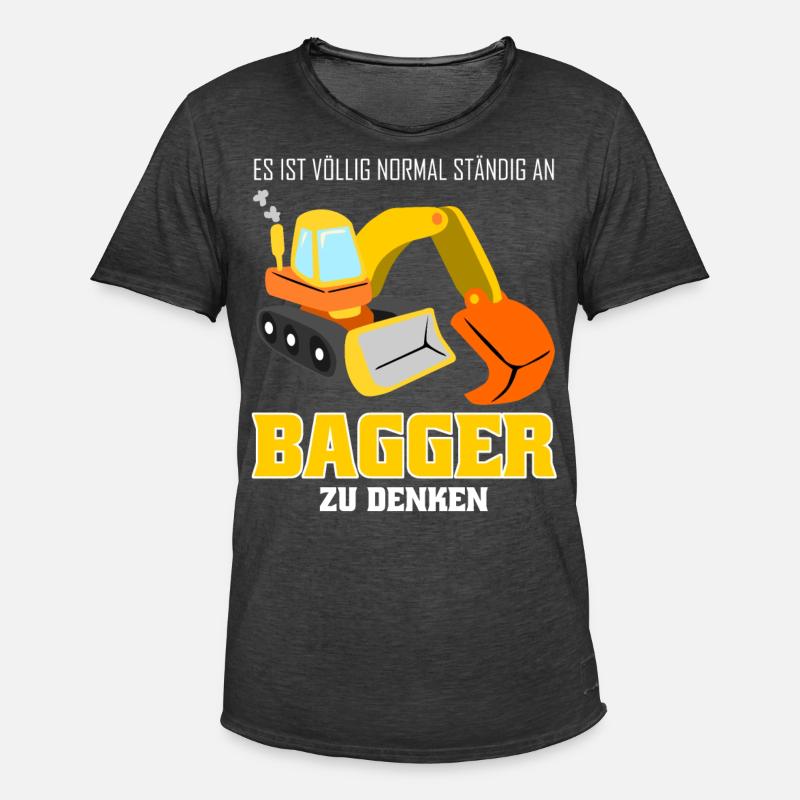 Bagger lustig Baustelle Baggerfahrer - Männer Vintage T-Shirt - Vintage Schwarz