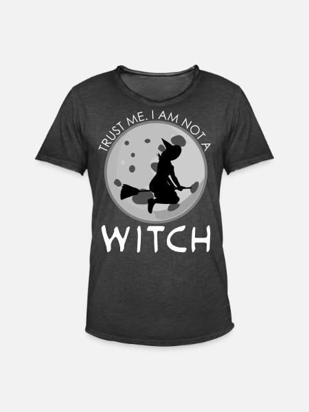 Witch Joke Witchcraft Witch's Broom - Men's Vintage T-Shirt - washed black