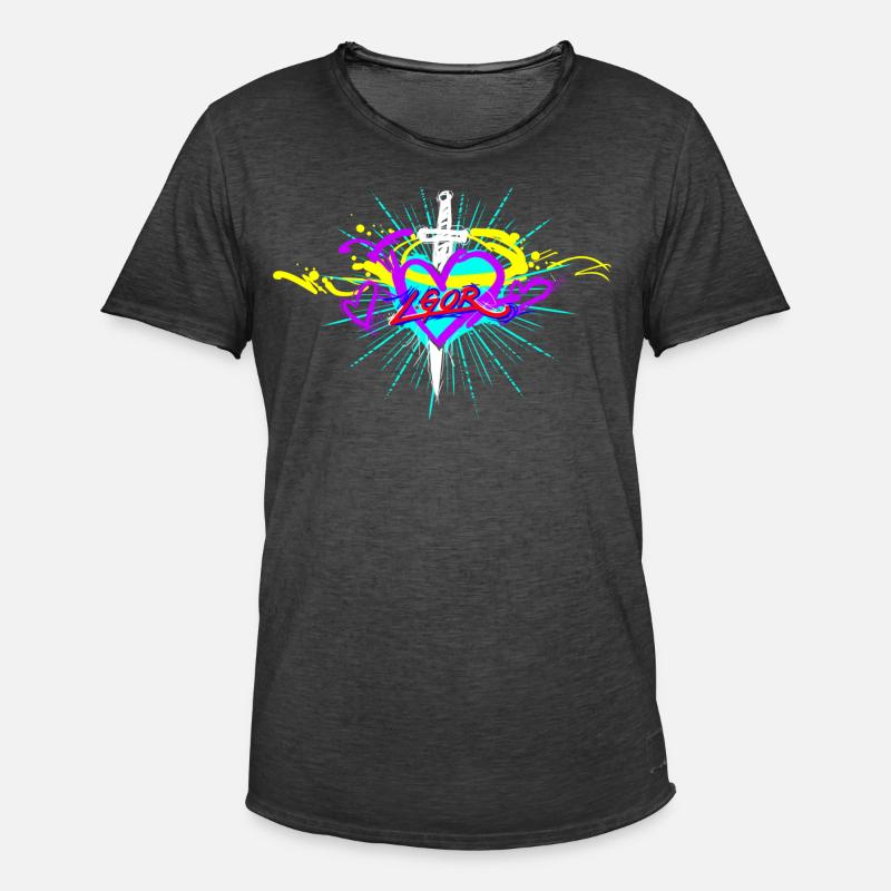 L.Gor Dolch mit Herz - Männer Vintage T-Shirt - Vintage Schwarz
