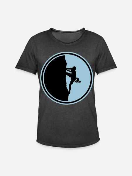 climbing mountaineering silhouette circle - Men's Vintage T-Shirt - washed black