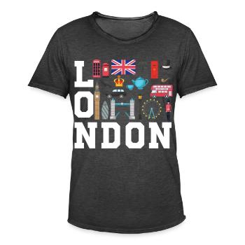 London England UK Great Britain - Männer Vintage T-Shirt - Vintage Schwarz - Vorne - Jose (178cm)