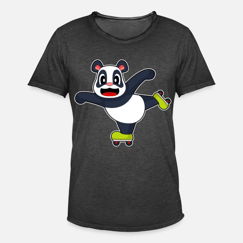Panda Inline skating Rollschuhe - Männer Vintage T-Shirt - Vintage Schwarz