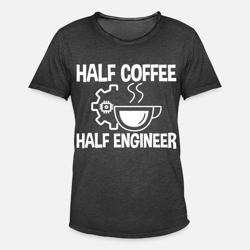 Half Coffee Half Engineer 2 - Männer Vintage T-Shirt - Vintage Schwarz