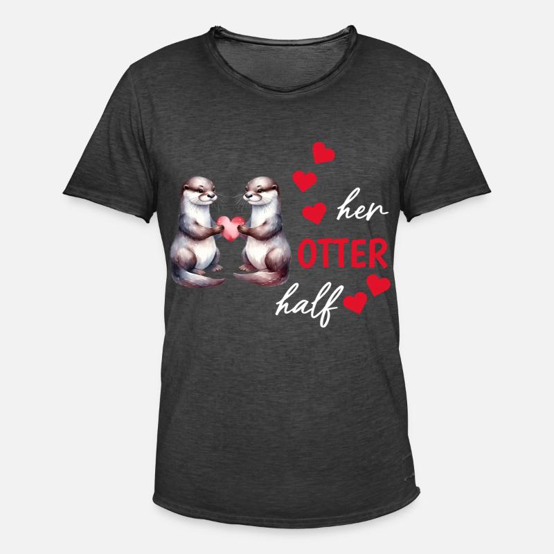 Otter half liebe geschenk - Männer Vintage T-Shirt - Vintage Schwarz