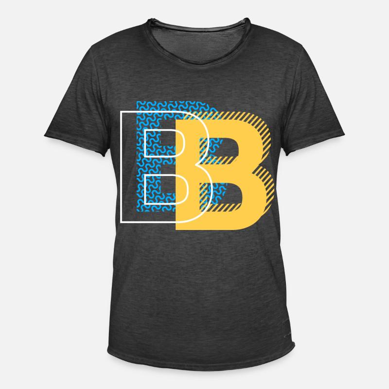 Anfangsbuchstabe B b - Männer Vintage T-Shirt - Vintage Schwarz