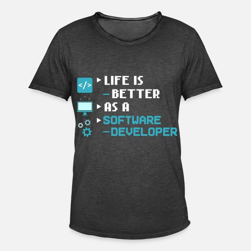 Software Development Software Developer Developer - Men's Vintage T-Shirt - washed black