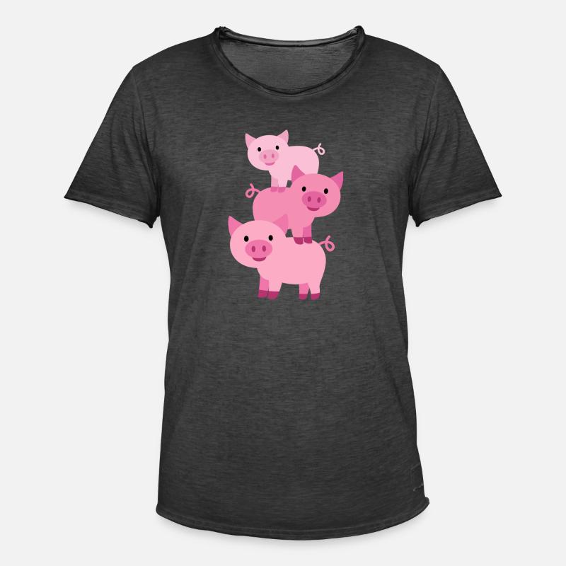 Stack Up Pigs - Men's Vintage T-Shirt - washed black