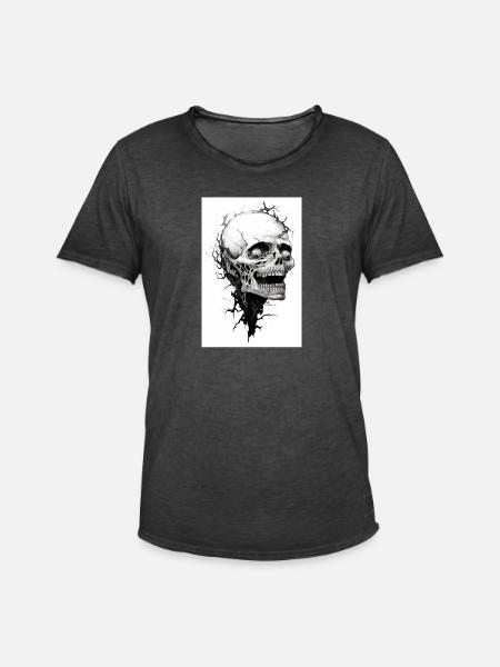 Gruesliger Skelettkopf - Männer Vintage T-Shirt - Vintage Schwarz