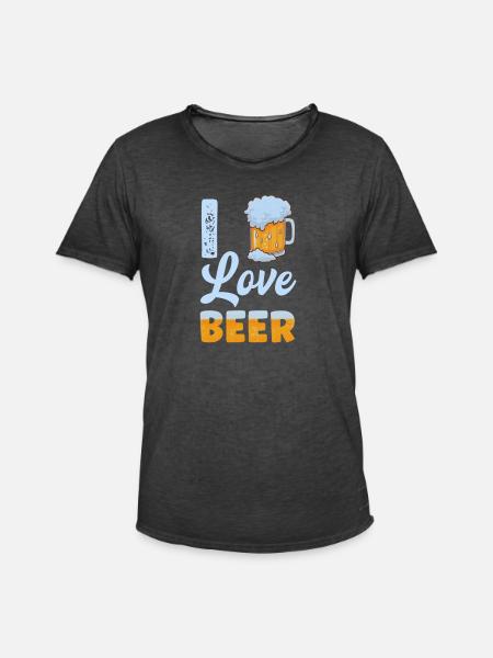I Love Beer - Männer Vintage T-Shirt - Vintage Schwarz