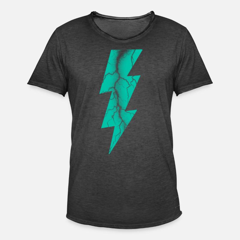 Blitz Türkis Blitz - Männer Vintage T-Shirt - Vintage Schwarz