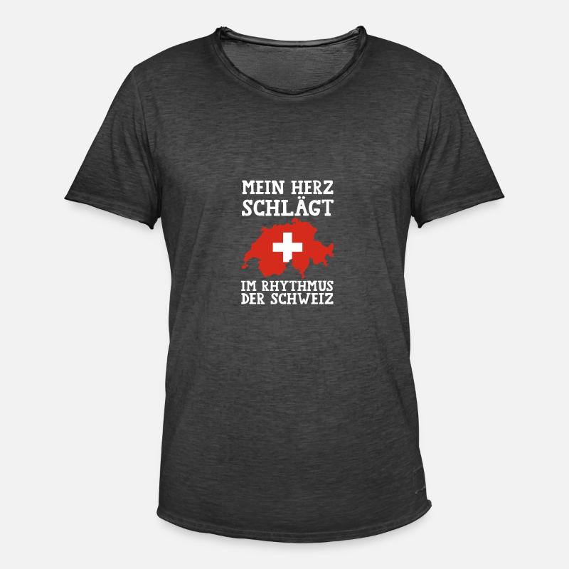 Schweizer Schweiz - Männer Vintage T-Shirt - Vintage Schwarz