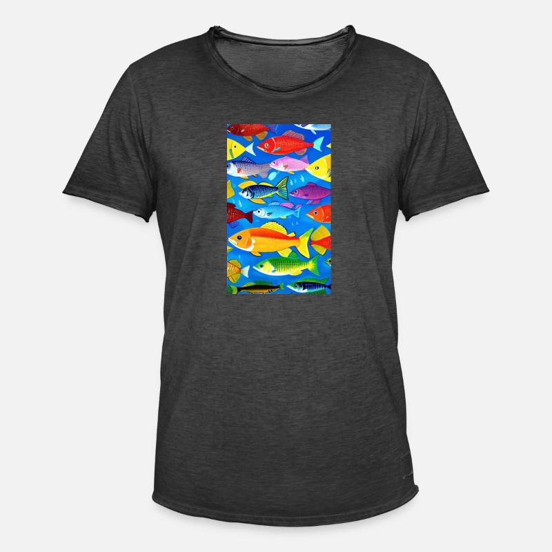 Fish | Pattern | Fish Patterns | Angler - Men's Vintage T-Shirt - washed black