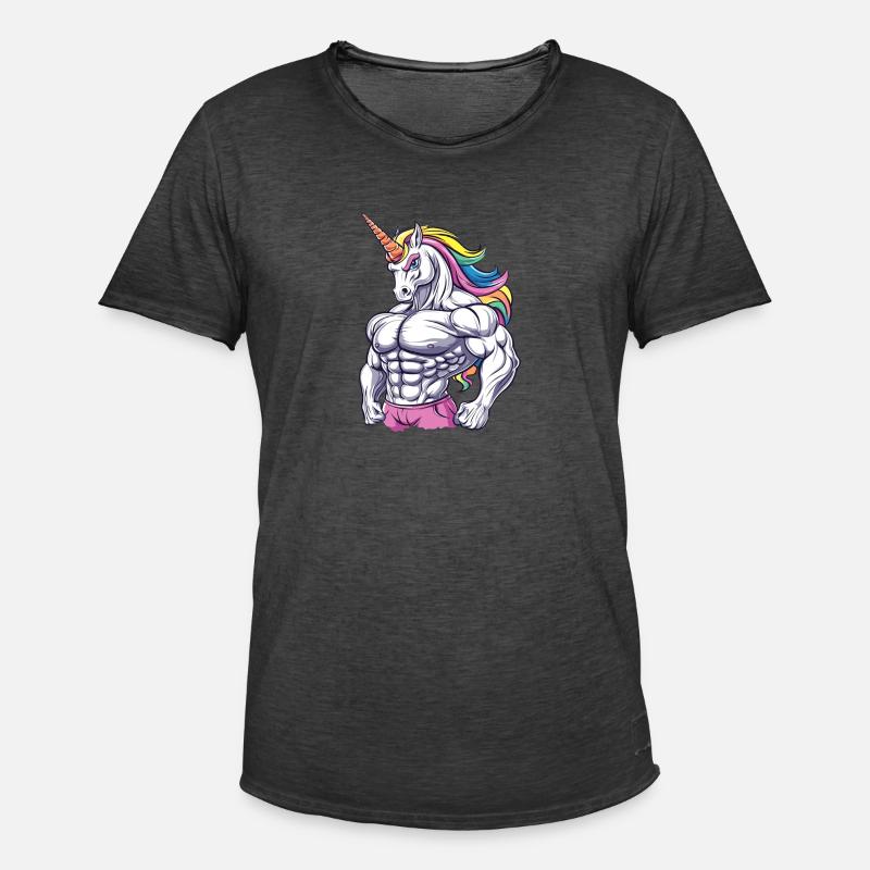 Gym Einhorn - Männer Vintage T-Shirt - Vintage Schwarz