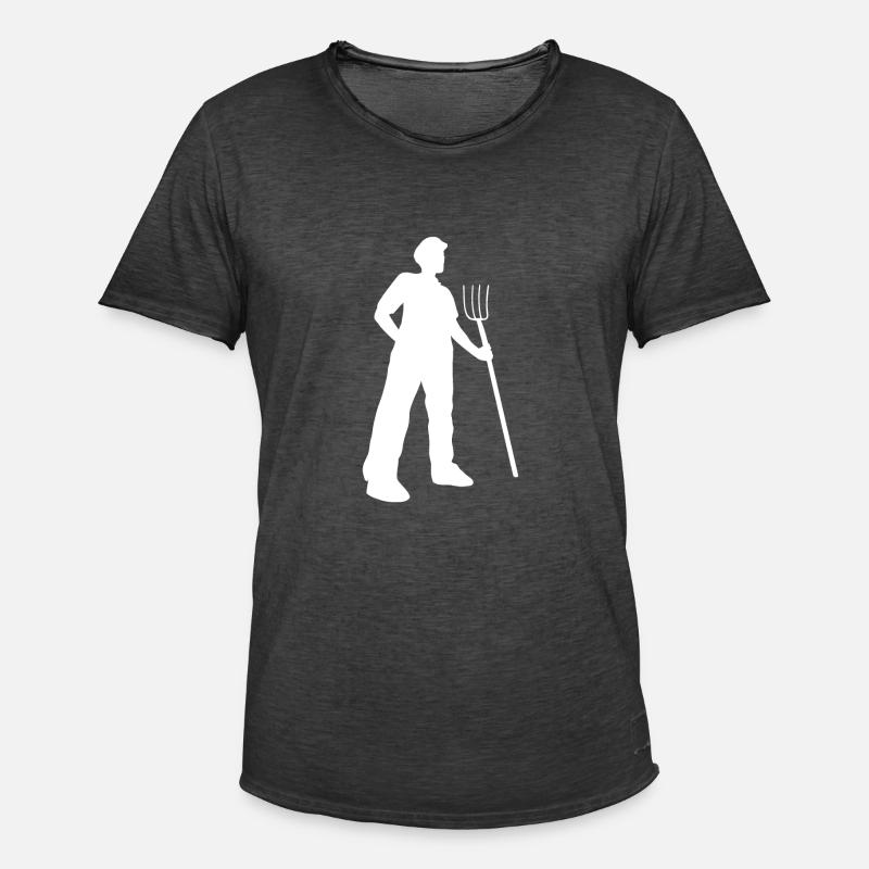 Bauer mit Mistgabel - Männer Vintage T-Shirt - Vintage Schwarz
