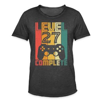 27th Birthday Gamer Level 27 Complete 27 years - Men's Vintage T-Shirt - washed black - Front - Jose (178cm)
