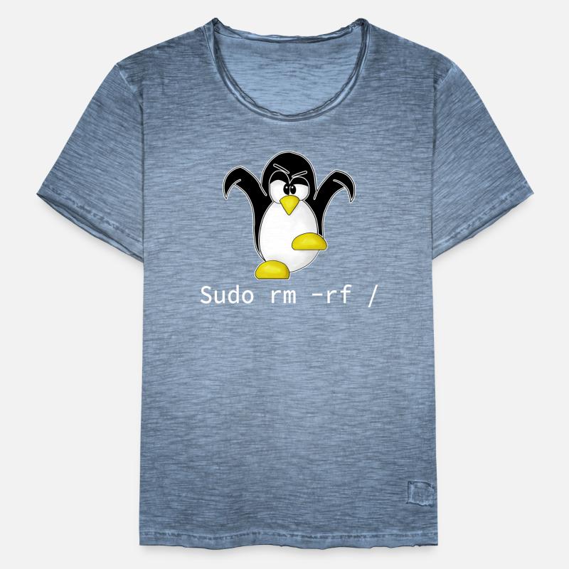 Tux Linux Penguin Sudo Rm Rf | Computer Geek Hack Men's Vintage T-Shirt