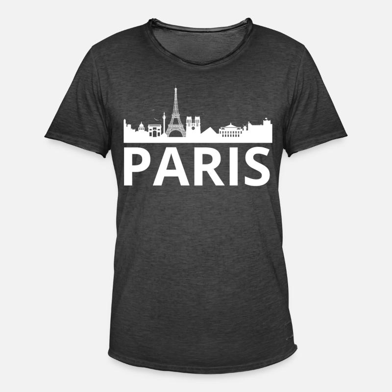 Paris Skyline Eiffel Louvre frankreich - Männer Vintage T-Shirt - Vintage Schwarz