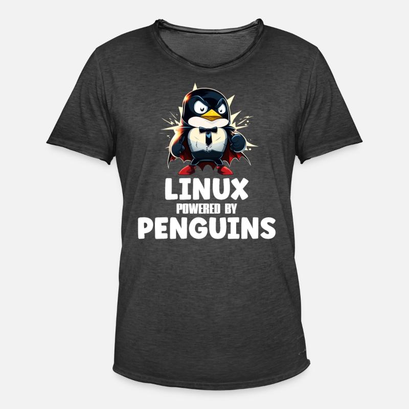 Linux Powered By Penguins - Männer Vintage T-Shirt - Vintage Schwarz
