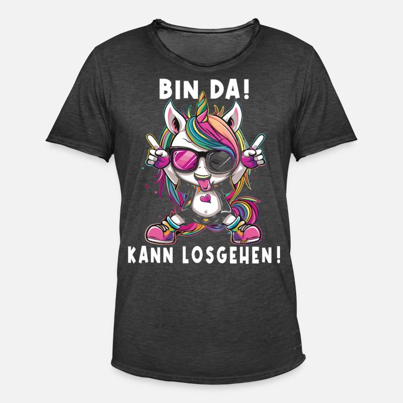 Süßes Einhorn, Bunte Einhörner - Männer Vintage T-Shirt - Vintage Schwarz