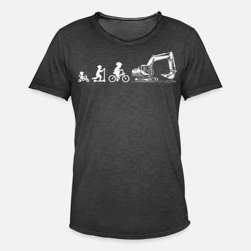 Evolution Liebhaber von Baggern - Männer Vintage T-Shirt - Vintage Schwarz