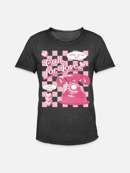 Call for Love Hotline Aesthetics - Men's Vintage T-Shirt - washed black