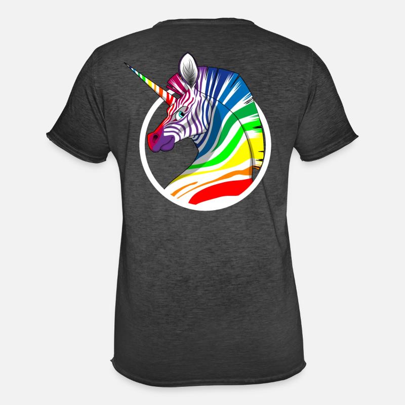 Regenbogen Einhorn Zebra - Männer Vintage T-Shirt - Vintage Schwarz