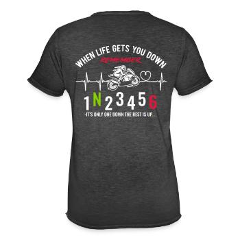 When life gets you down - Motorcycle / Motorrad ve - Männer Vintage T-Shirt - Vintage Schwarz - Hinten