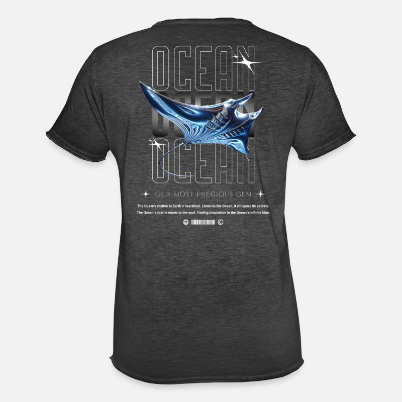 Ocean Manta Precious Treasure - Men's Vintage T-Shirt - washed black