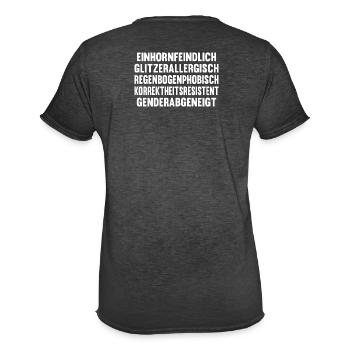 Einhornfeindlich - Männer Vintage T-Shirt - Vintage Schwarz - Hinten